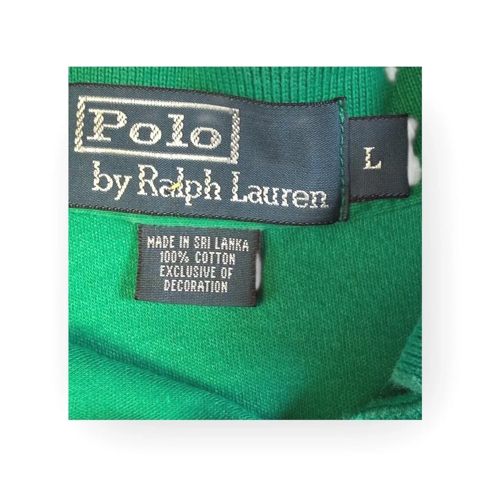 Polo Ralph Lauren‎ Green Short Sleeve Polo Shirt Men's Size L Pink Pony Logo
